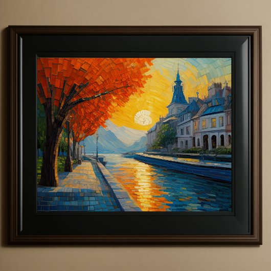 抽象デザインモダン金ゴールドオレンジブルーヨーロッパ ポスター