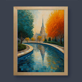 抽象デザインモダン金ゴールドオレンジブルーヨーロッパ ポスター