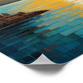 抽象デザインモダン金ゴールドオレンジブルーヨーロッパ ポスター (角)