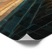 抽象デザインモダン金ゴールドオレンジブルーヨーロッパ ポスター (角)