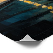 抽象デザインモダン金ゴールドオレンジブルーヨーロッパ ポスター (角)