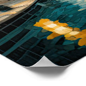 抽象デザインモダン金ゴールドオレンジブルーヨーロッパ ポスター (角)