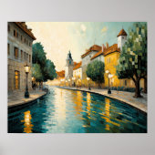 抽象デザインモダン金ゴールドオレンジブルーヨーロッパ ポスター (正面)