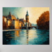 抽象デザインモダン金ゴールドオレンジブルーヨーロッパ ポスター (正面)