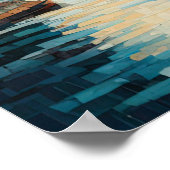 抽象デザインモダン金ゴールドオレンジブルーヨーロッパ ポスター (角)