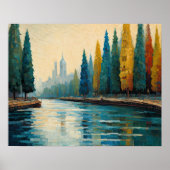 抽象デザインモダン金ゴールドオレンジブルーヨーロッパ ポスター (正面)