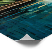 抽象デザインモダン金ゴールドオレンジブルーヨーロッパ ポスター (角)