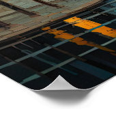 抽象デザインモダン金ゴールドオレンジブルーヨーロッパ ポスター (角)