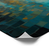 抽象デザインモダン金ゴールドブルーヨーロッパ ポスター (角)