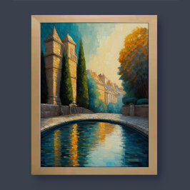 抽象デザインモダン金ゴールドブルーヨーロッパ ポスター