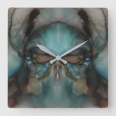 抽象デザイン怖いバイキングマスク スクエア壁時計 (正面)