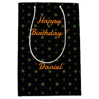 抽象デザイン黒 ミディアムペーパーバッグ