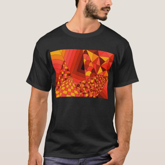 抽象デザイン1の赤い人の基本的な暗いTシャツ Tシャツ (正面)