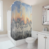 抽象デザイン84ファイアオレンジブルーグレー シャワーカーテン (インサイチュ)
