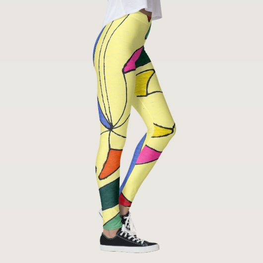 抽象デザイン、多くの色を使用したジャグジー レギンス (右)