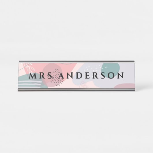 抽象デザイン |幼稚園の先生デスク名 デスクネームプレート (正面)
