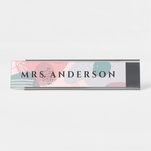 抽象デザイン |幼稚園の先生デスク名 デスクネームプレート (正面)