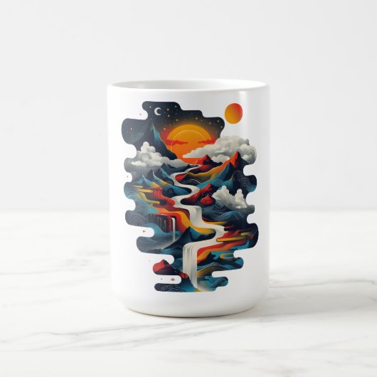 抽象デザイン、超現実的な風景 コーヒーマグカップ (中央)