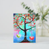 抽象ハートツリー バレンタイン ポストカード (スタンド正面)