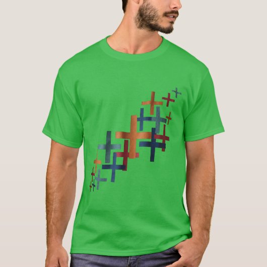 抽象プラス模様 ダイヤゴナル Tシャツ (正面)
