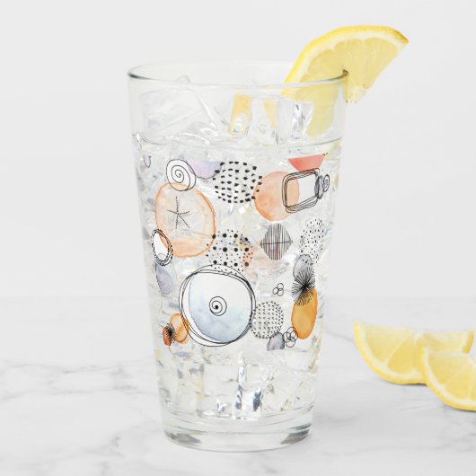抽象モダンキュートパターンピンクドードル タンブラーグラス (アイス裏面)