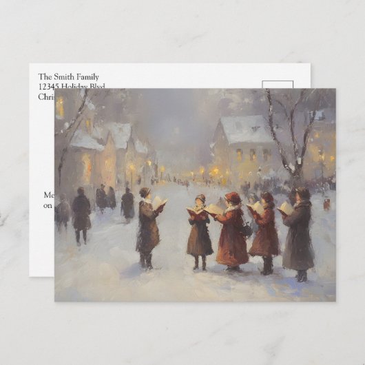 抽象化された絵を描クリスマス・キャロラー ポストカード (正面/裏面)