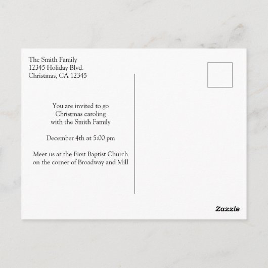 抽象化された絵を描クリスマス・キャロラー ポストカード (裏面)