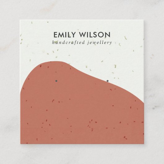 抽象化テラコッタラストスタッドイヤリングディスプレイ スクエア名刺 (正面)