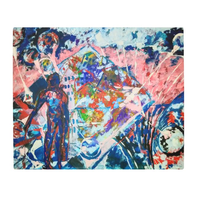 抽象化，宇宙，宇宙，エイリアン メタルプリント (正面)