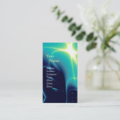 抽象型ティール（緑がかった色）、アクアブルー光波モノグラム 名刺 (スタンド正面)