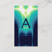 抽象型ティール（緑がかった色）、アクアブルー光波モノグラム 名刺 (裏面)