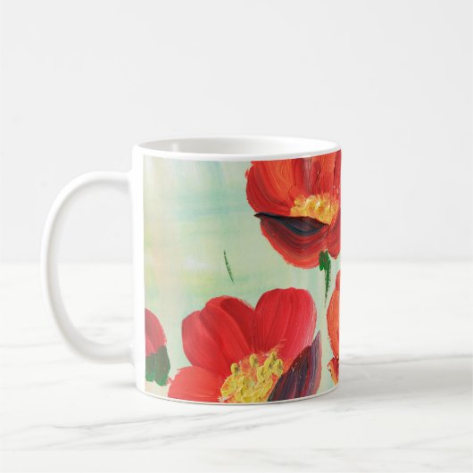 抽象型枠の花柄。デザイン コーヒーマグカップ (左)