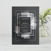 抽象幾何オーバーラップブラックウェディング 招待状 (スタンド正面)