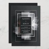 抽象幾何オーバーラップブラックウェディング 招待状 (正面/裏面)