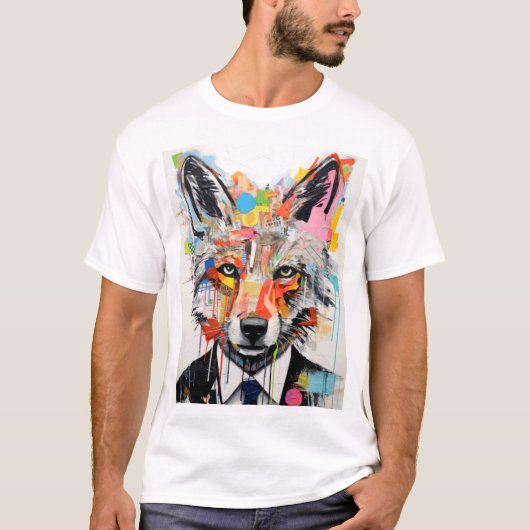 抽象幾何学的なオオカミの顔 Tシャツ (正面)