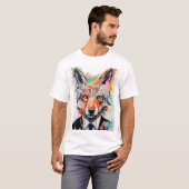 抽象幾何学的なオオカミの顔 Tシャツ (正面フル)