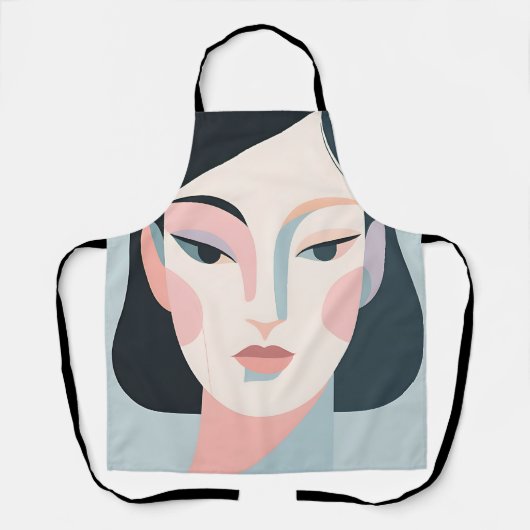 抽象幾何学的な女性の肖像画 ミニマリスト エプロン (正面)