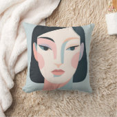 抽象幾何学的な女性の肖像画 ミニマリスト クッション (ブランケット)