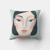 抽象幾何学的な女性の肖像画 ミニマリスト クッション (裏面)