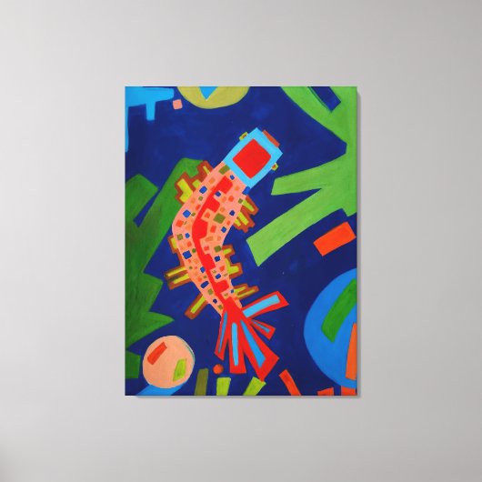 抽象概念，魚，鯉，鯉，キュビズム キャンバスプリント (正面)