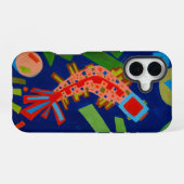 抽象概念，魚，鯉，鯉，キュビズム iPhone 16ケース (裏面横)