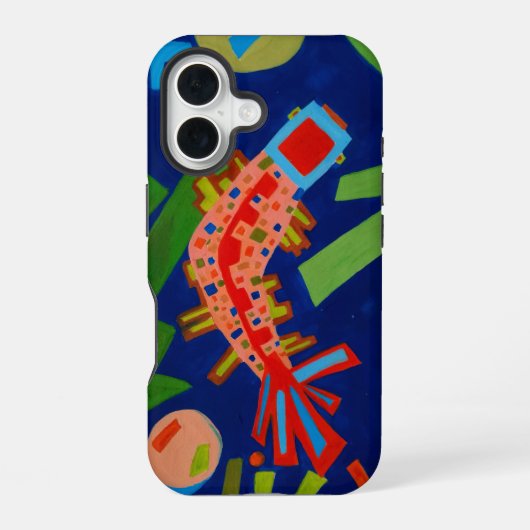 抽象概念，魚，鯉，鯉，キュビズム iPhone 16ケース (裏面)