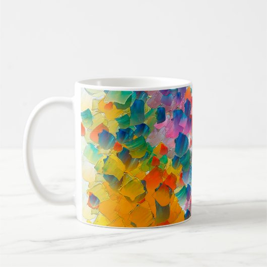 抽象油絵。クリエイティブデザイン背景 コーヒーマグカップ (左)
