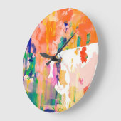 抽象牛の水色シルエット ラージ壁時計 (傾斜)