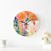 抽象牛の水色シルエット ラージ壁時計 (ホーム)