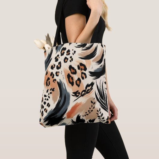 抽象画エキゾチックアニマルプリントヒョウ トートバッグ (クローズアップ)