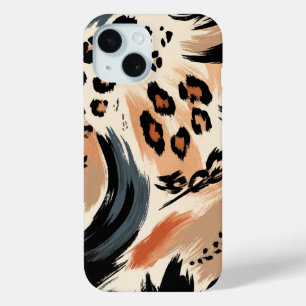 抽象画エキゾチックアニマルプリントヒョウ iPhone 15ケース