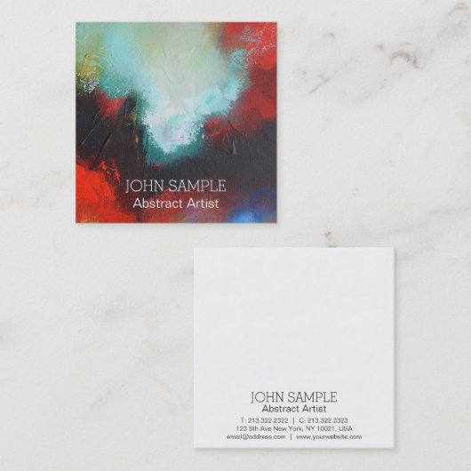 抽象画家ペインターのモダンでエレガントなシンプル スクエア名刺 (正面/裏面)
