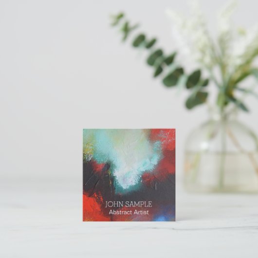 抽象画家ペインターのモダンでエレガントなシンプル スクエア名刺 (スタンド正面)