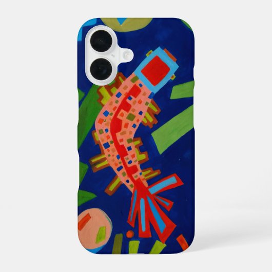 抽象画, 魚, コイ, キュビズム, iPhone 16ケース (裏面)